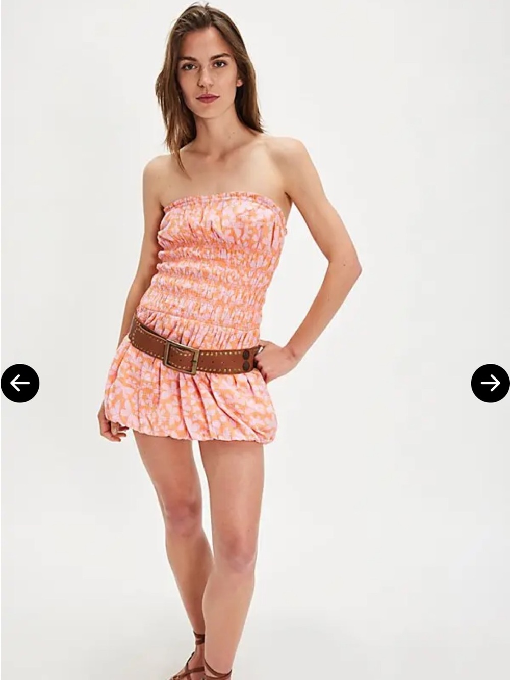 Free People Strapless Pink Orange Floral Mini Dress